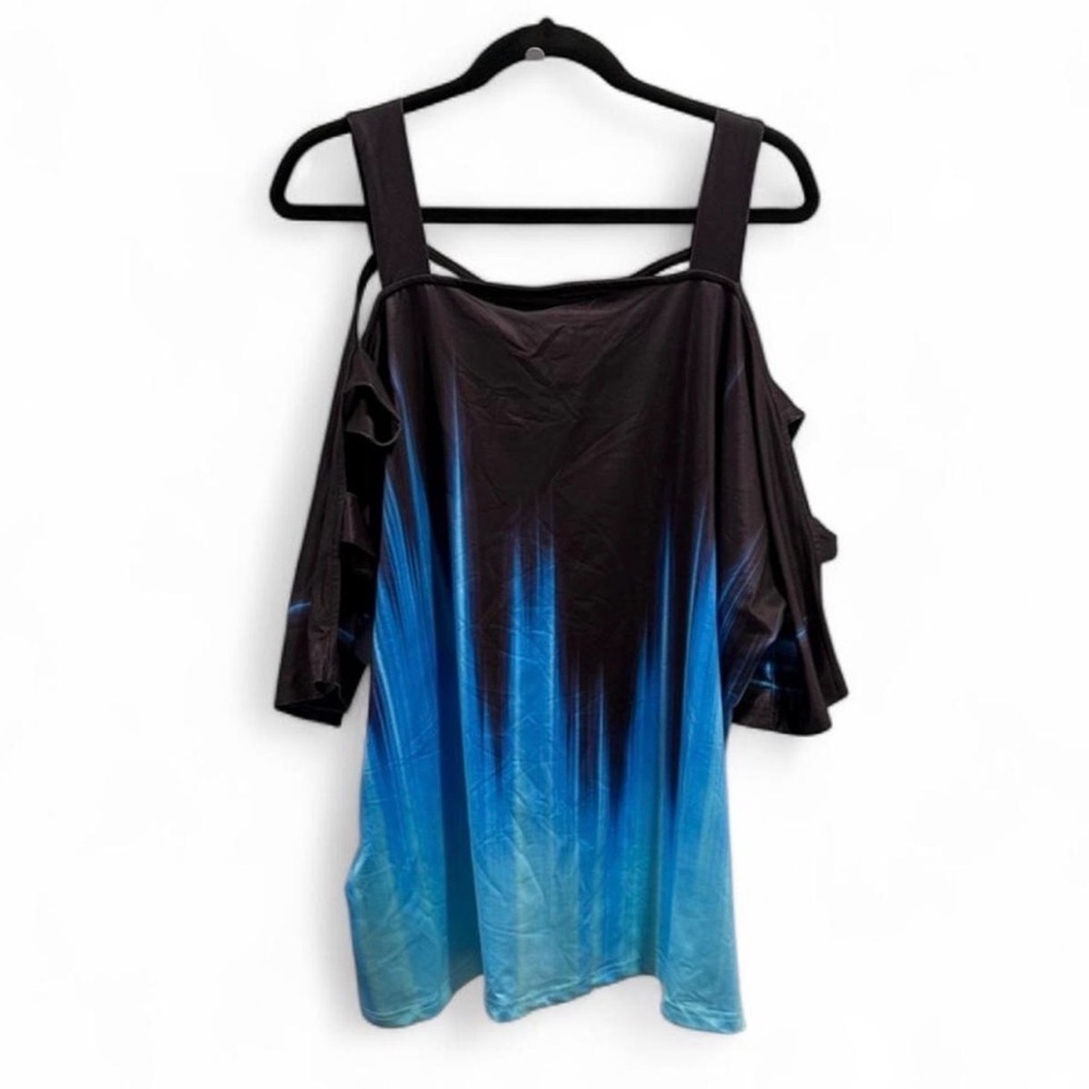 Women's Black and Blue Off-Shoulder Top - Picture 7 of 7